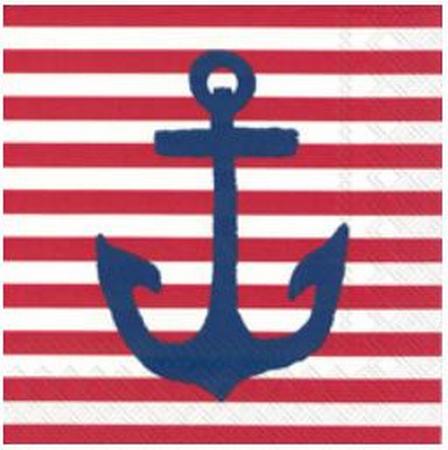 Yacht Club Anchor Red Cocktail Napkins