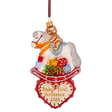 Rocking Horse On Heart Red Ornament