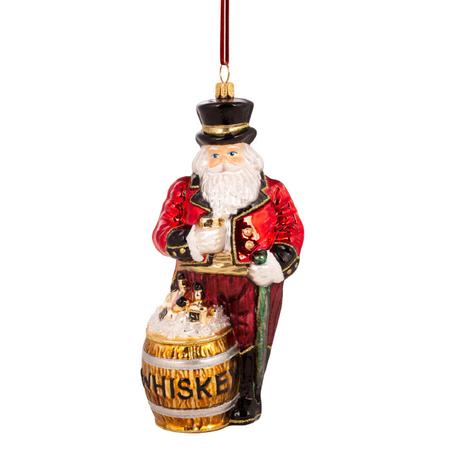Santa w/Whiskey Barrel Ornament