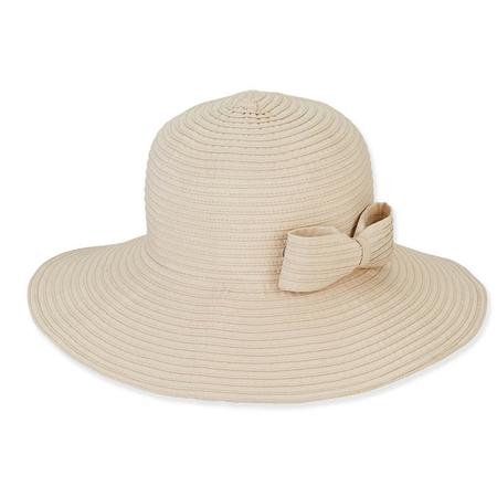 Foldable Hat w/Bow Natural