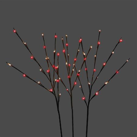 Twigs Set of 3 Red/Warm White LED