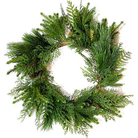 Deluxe Pine, Cedar & Cone Wreath - 24