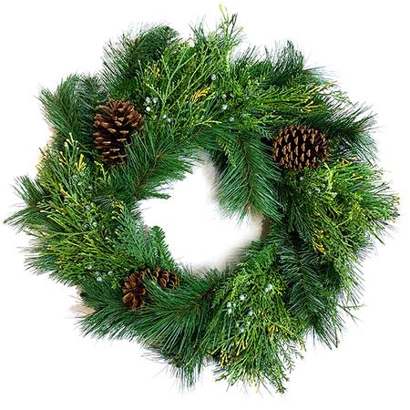Cedar & Pine with Cone & Berry Wreath - 24