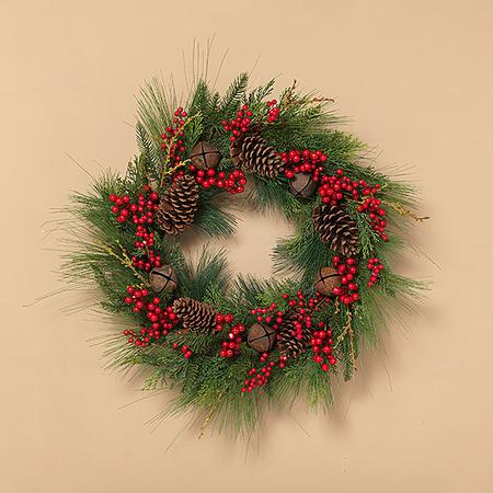 Holiday Pine & Berry Wreath - 28