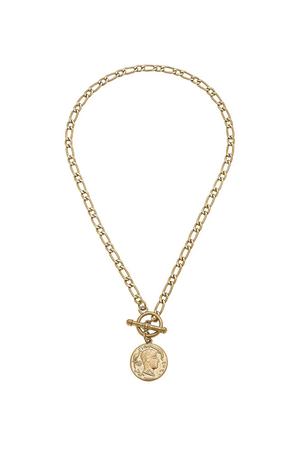 Ezra Coin T-Bar Necklace in Worn Gold