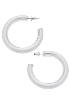 Arabella Hoop Earrings in Silver Satin
